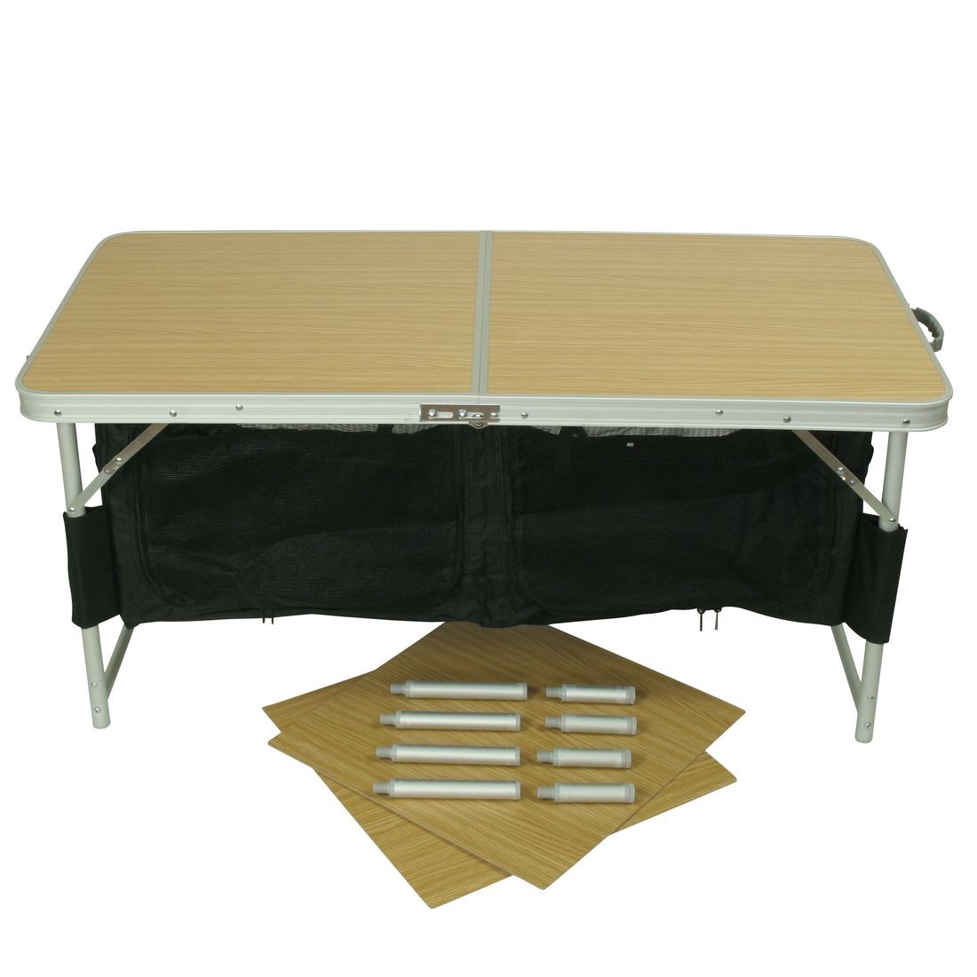10T Portable Box Camping case table, 120x60 cm, aluminium + net
